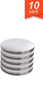 Applied Magnets Super Strong Neodymium Magnet 1.26" x 1/8" NdFeB Discs N42 18 pound pull Rare Earth Magnet 10pc Set