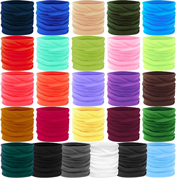 26 Pcs Neck Gaiter Men Headband Face Mask Tube Boho Head Wrap Outdoor Headwear Bulk Hiking Scarf Seamless Neck Scarf Bandanas for Women Summer Sun Wind